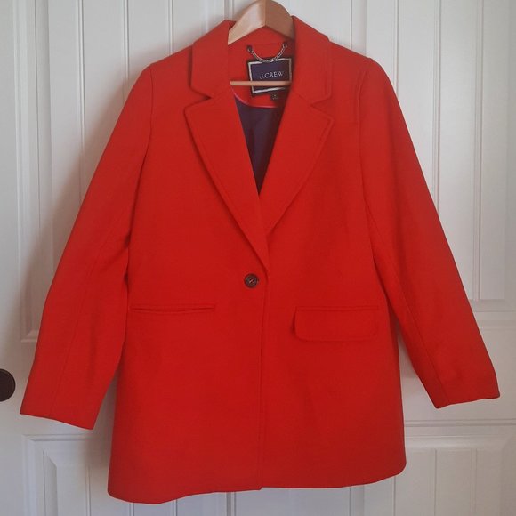 J. Crew Blazer Coat Italian Wool Cashmere Bright Red SZ M